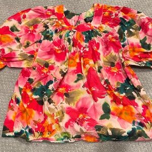 J. Crew Vibrant Floral Blouse in Pink and Orange